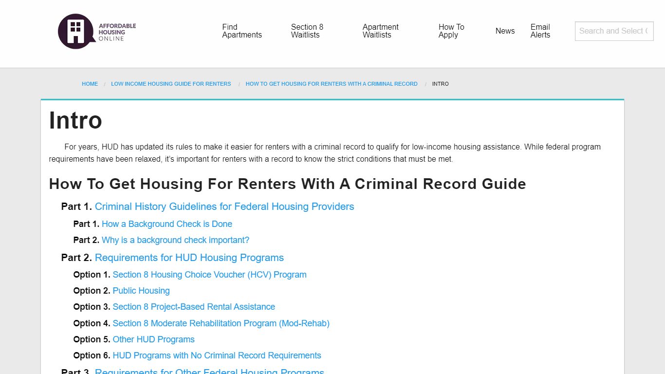 Intro-How To Get Housing For Renters With A Criminal Record - Low ...